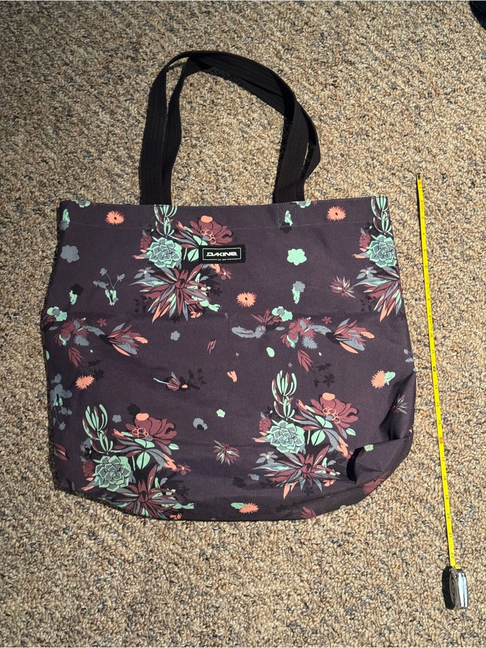 Dakine Purple Floral Tote Bag - Women's Everyday Shoulder Bag, Gently Used